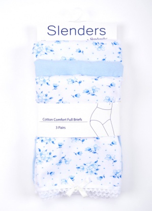 Slenders By Slenderella 3 Pair Pack Cotton Comfort Full Briefs